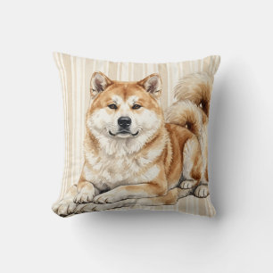 Housse de coussin jetable Akita Inu en aquarelle