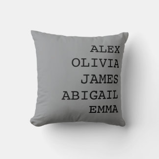 Housse de coussin jeté avec nom de famille personn