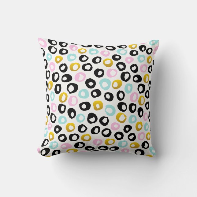 Housse de coussin jeté multicolore à pois (Recto)