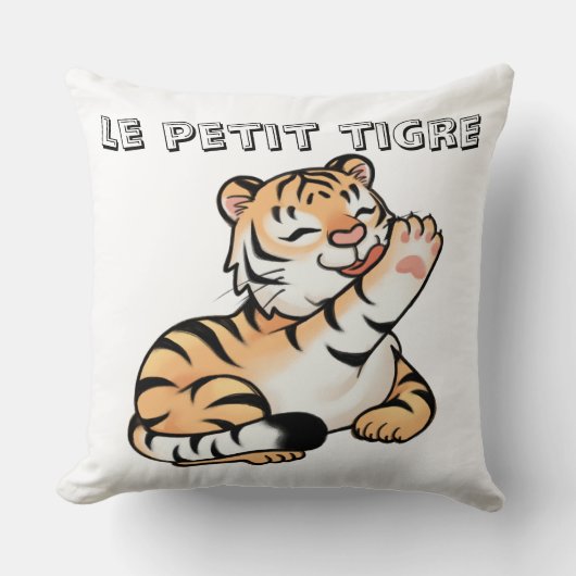 Housse de Coussin Kawaii avec Adorable Tigre (Recto)