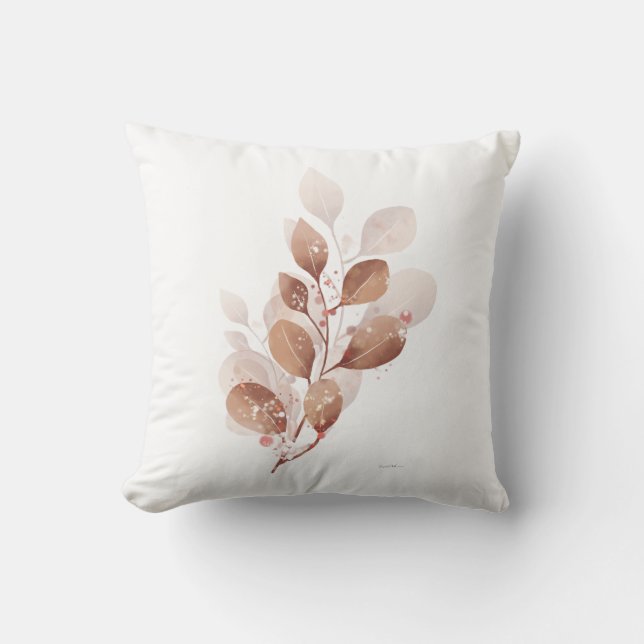 Housse de coussin moderne aquarelle feuille beige (Recto)