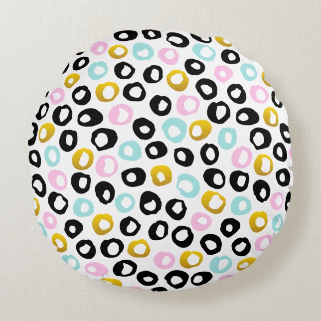 Housse de coussin multicolore à pois (Devant)