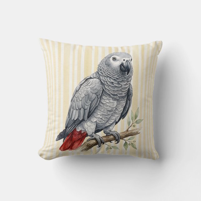 Housse de coussin pour perroquet gris africain (Recto)