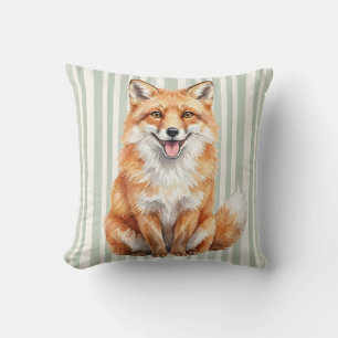 Housse de coussin renard rouge aquarelle