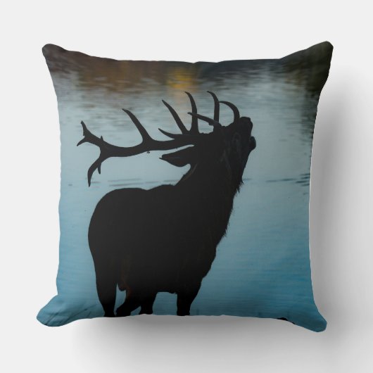 Housse de coussin silhouette de cerf bleu – Nature (Recto)