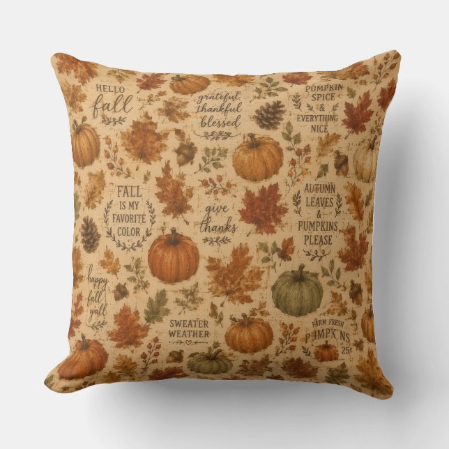 Housse de coussin style aquarelle Citrouille  (Recto)