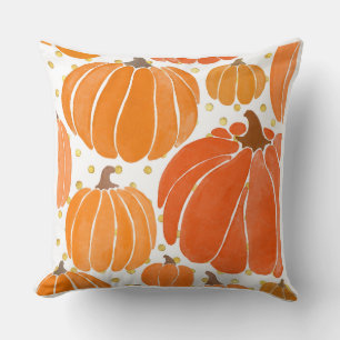 Housse de coussin style aquarelle Citrouille