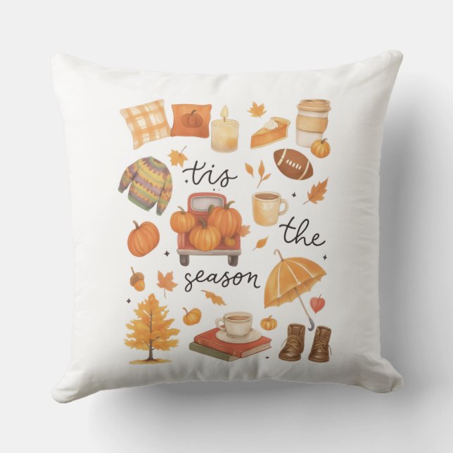 Housse de coussin style citrouille aquarelle  (Verso)