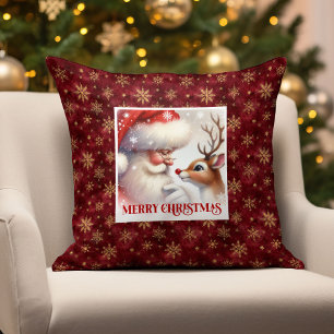 Housse de Coussin Traditionnelle de Noël Santa Rud