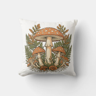 Housse de coussin vintage champignon, botanique po