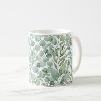 Housse de mug à feuilles d'eucalyptus aquarelle sa
