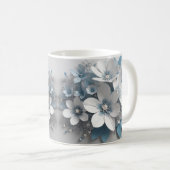 Housse de mug fleurs blanches 3D, housse de mug de (Devant droit)