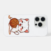 Housse de téléphone avec chat blanc mignon jouant  (Verso Horizontal)