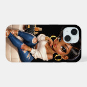 Housse de téléphone fille noire de mode – Luxe est (Verso Horizontal)