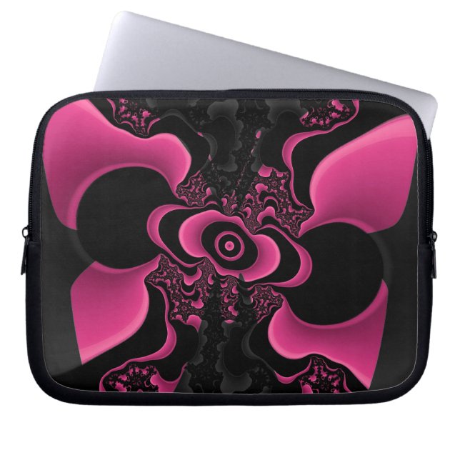 Housse d'ordinateur portable fractale papillon noi (Devant)