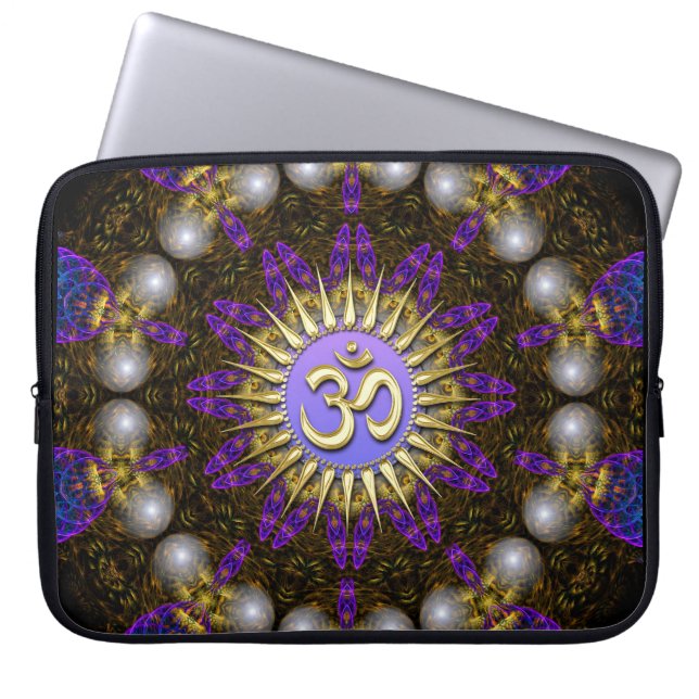 Housse d'ordinateur portable Perles Fractales Or O (Devant)