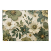 Housse d'oreiller motif fleurs vertes  (Dos-Droit)