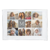 Housse D'oreillers 11 Collage photo avec un monogramme gris (devant)