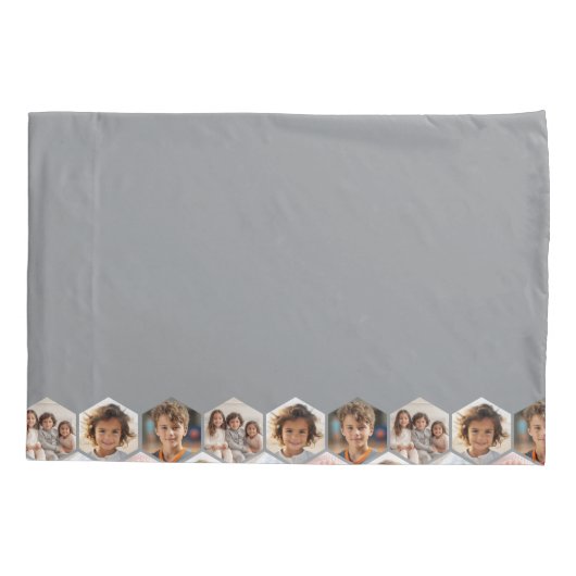 Housse D'oreillers 12 Photo Collage - Hexagon honeycomb motif (Dos)