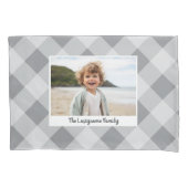 Housse D'oreillers 1 Photo Collage Nom de famille - Buffalo Check Gre (devant)