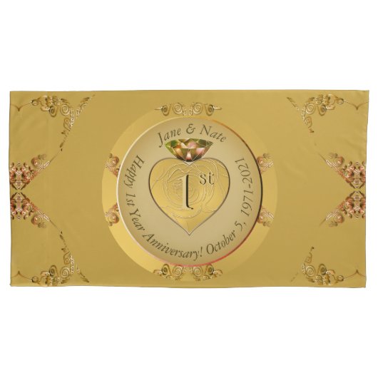 Housse D'oreillers 1er/50e anniversaire de Mariage Golden (devant-gauche)