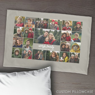 Housse D'oreillers 21 Grille de collage photo avec 2 zones de texte