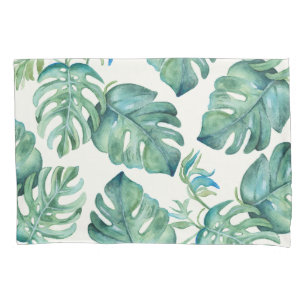 Housse D'oreillers 2 Aquarelle Monstera Palme Feuille