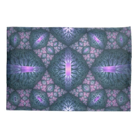 Housse D'oreillers 3D Fractal Art Abstrait Motif bleu violet rose (Dos)