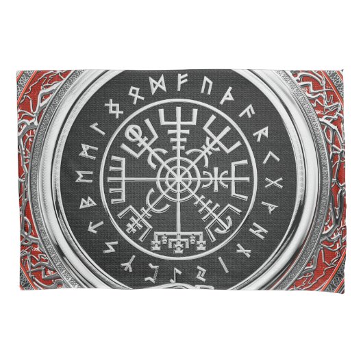 Housse D'oreillers [510] Vegvisir - Viking Silver Magic Runic Compass (devant)