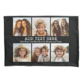 Housse D'oreillers 6 Collage photo 2 lignes de texte — CAN Edit Black (devant)