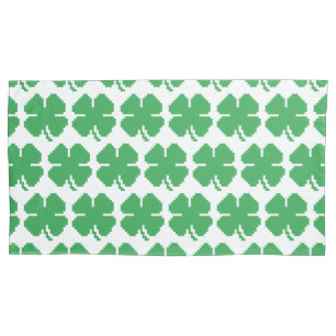 Housse D'oreillers 8 bits Pixel Lucky Four Leaf Clocher