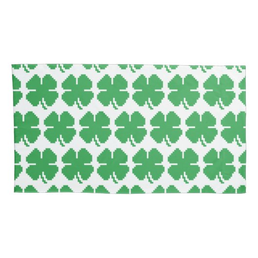 Housse D'oreillers 8 bits Pixel Lucky Four Leaf Clocher (Dos-Droit)