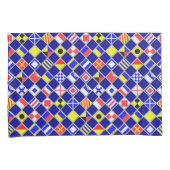 Housse D'oreillers à damiers Signal Nautique drapeaux Marine Bleu (devant-Droit)