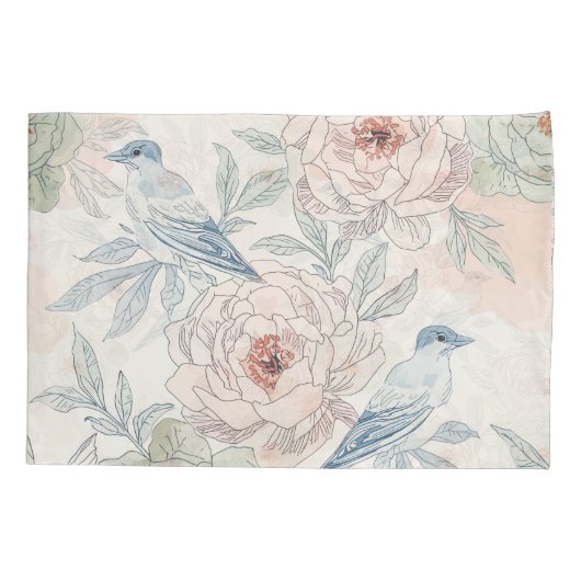 Housse D'oreillers A symphony of song and petals pattern (Dos)