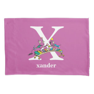 Housse D'oreillers ABC du Dr Seuss : Lettre X - Blanc Ajouter votre