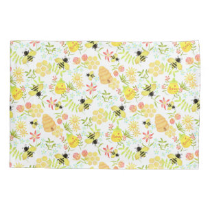Housse D'oreillers Abeille de miel blanche