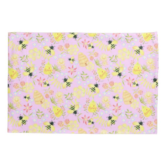 Housse D'oreillers Abeille de miel rose (Dos)