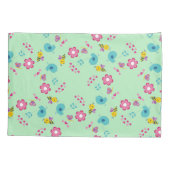 Housse D'oreillers Abeilles, oiseaux et fleurs vert motif (Dos-gauche)