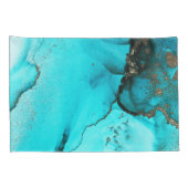 Housse D'oreillers Abstrait Agate Turquoise Coussin or Coque (Dos-Droit)