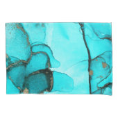 Housse D'oreillers Abstrait Agate Turquoise Coussin or Coque (devant-gauche)