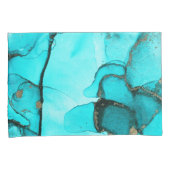 Housse D'oreillers Abstrait Agate Turquoise Coussin or Coque (devant-Droit)