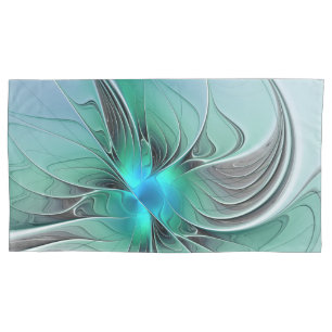 Housse D'oreillers Abstrait De Bleu, Art Fractal Moderne