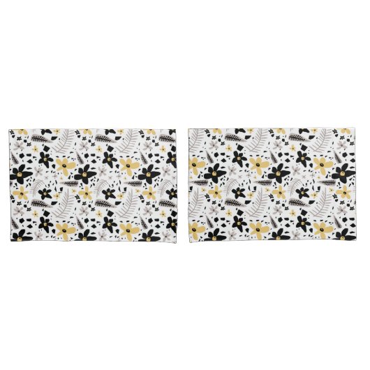 Housse D'oreillers Abstrait Gris jaune noir gris sans joint motif flo (devant-Set)
