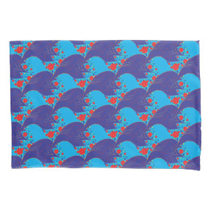 Housse D'oreillers Abstrait moderne BLUE et rouge Rainbow gouttes mot