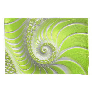 Housse D'oreillers Abstrait Moderne Lime Green Spiral Fractal