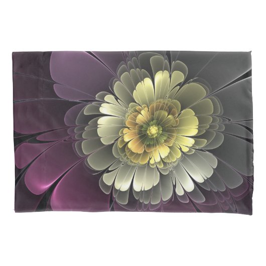 Housse D'oreillers Abstrait Purpur moderne Khaki Gris Fleur fractale (devant)