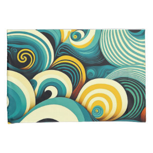 Housse D'oreillers Abstrait rétro coloré les années 70 hippie Waves A