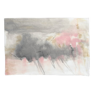 Housse D'oreillers Abstrait rose or gris Art moderne peint