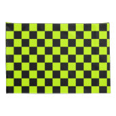 Housse D'oreillers Acid green black checkerboard pattern (Dos-Droit)
