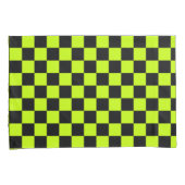 Housse D'oreillers Acid green black checkerboard pattern (devant-Droit)